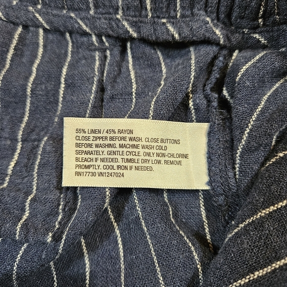 A New Day Pleated Front Pin Stripped Linen Blend Shorts, Navy/Cream, 12 - Picture 5 of 10